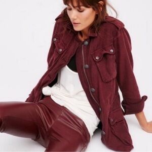 Free People Not Your Brothers Surplus Burgundy Utility Jacket